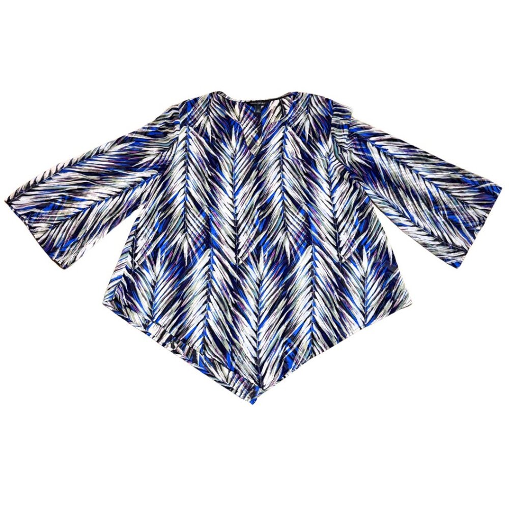Banana Republic Bell Sleeve Handkerchief Hem Printed Blouse Women's Medium